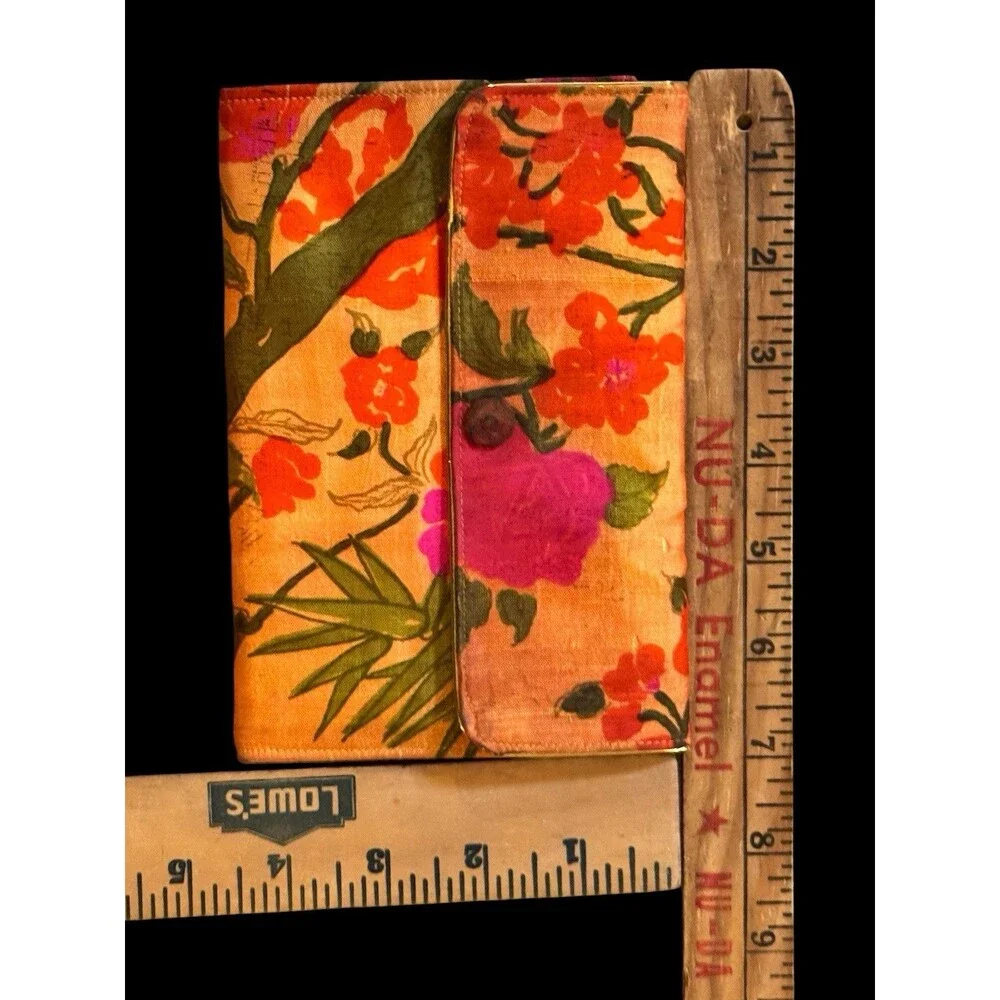 Vintage Floral Satin Wallet For Women 7”x4”